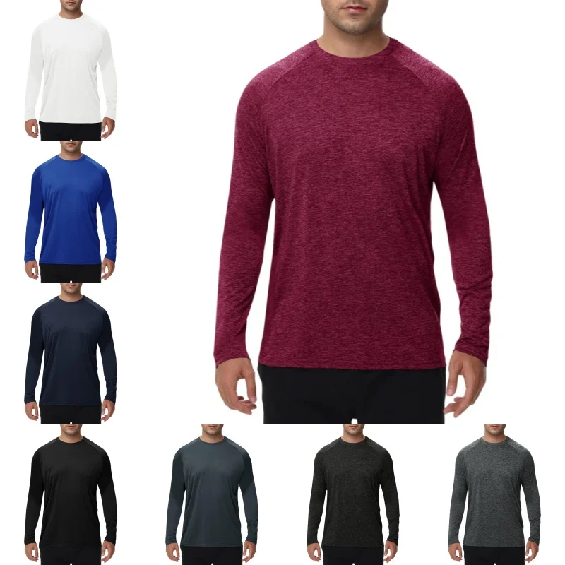 Summer Men's Sports Top Fitness Quick Drying Sunscreen Suit Breathable and Casual Long Sleeved Running UV Resistant T-shirt