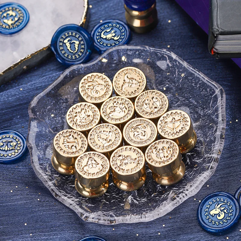 Mystery Constellation Series 15mm Mini Wax Seal Stamp Sealing Stamp Head Removable Brass Head for Envelope Invitation Card Gift