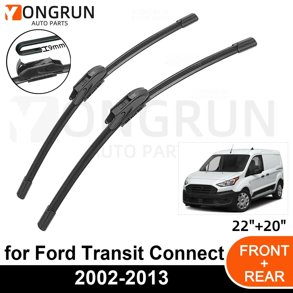 

Car Front Windshield Wipers For Ford Transit Connect 2002-2013 Wiper Blade Rubber 22"+20" Car Windshield Windscreen Accessories