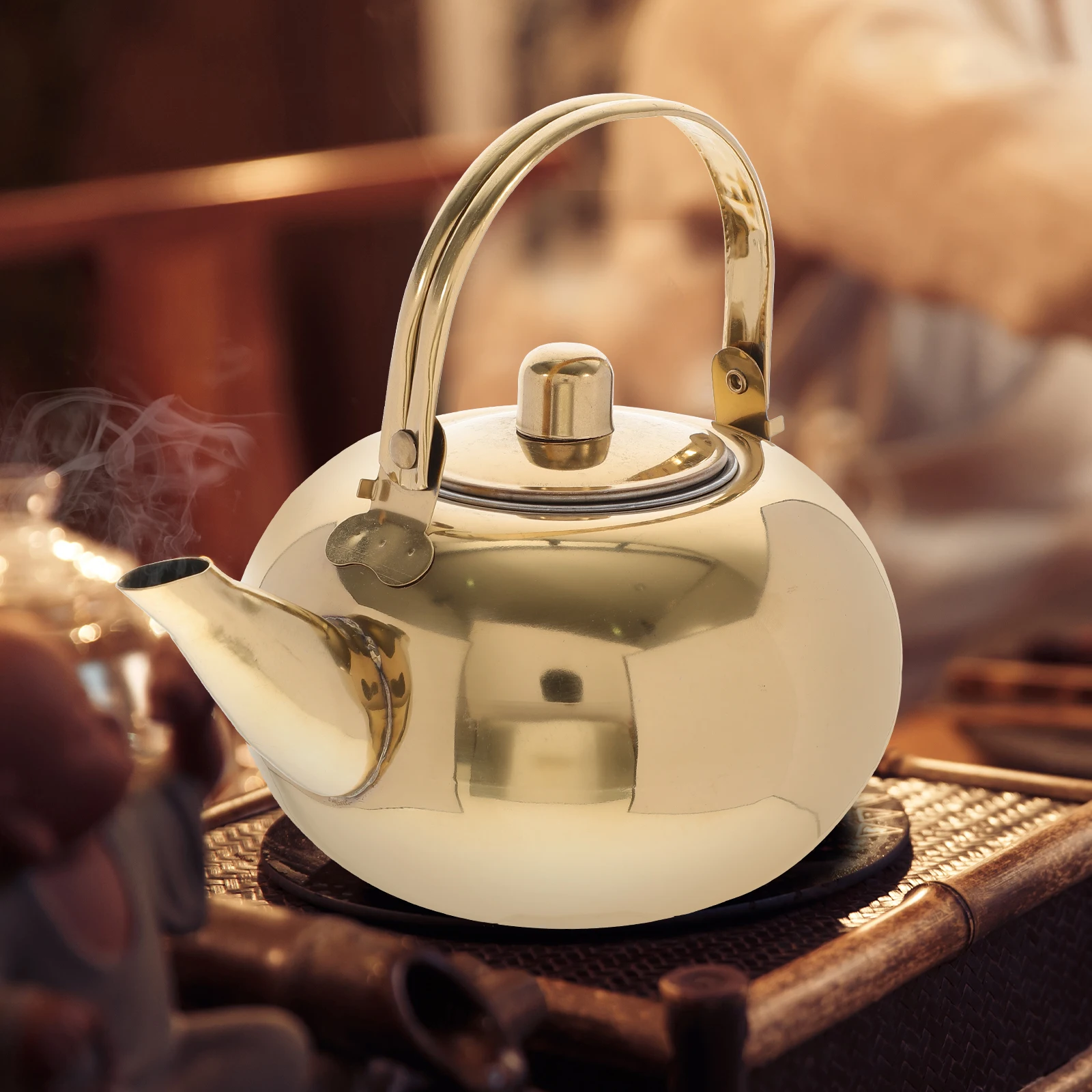 

1.5L Thick Stainless Steel Tea Pot Insulated Thermal Kettle Vacuum Water Pot For Home Office Travel Golden Coffee Jug