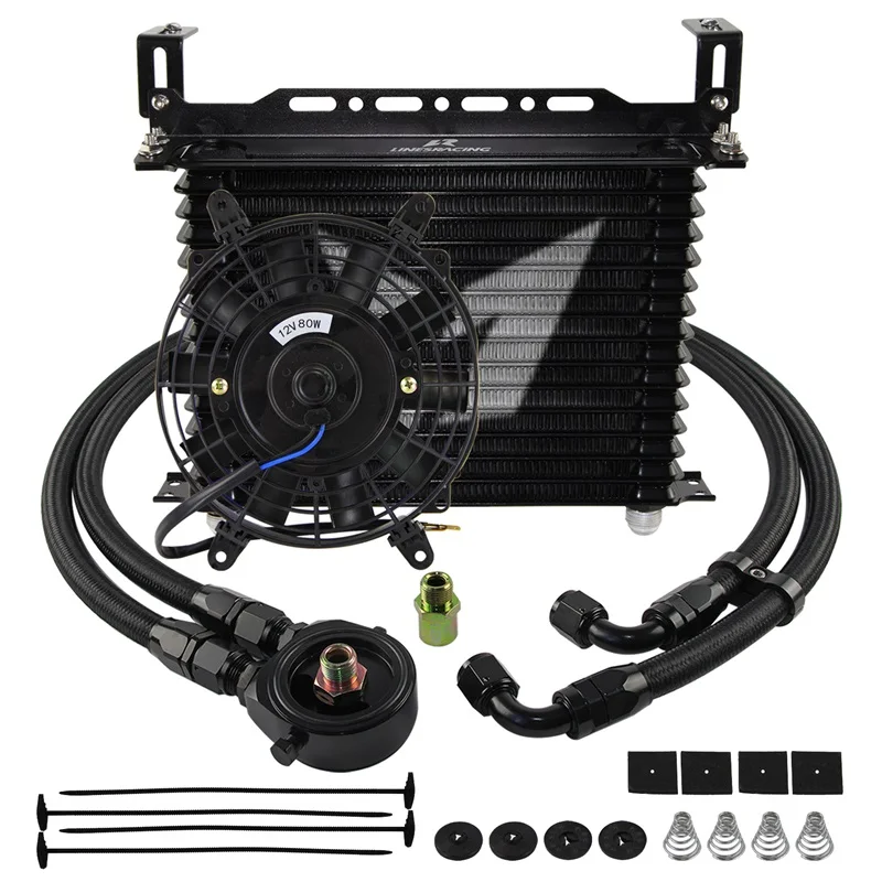 15 Row AN10 Oil cooler Trust w/Bracket+Filter Adapter Hose Kit +7