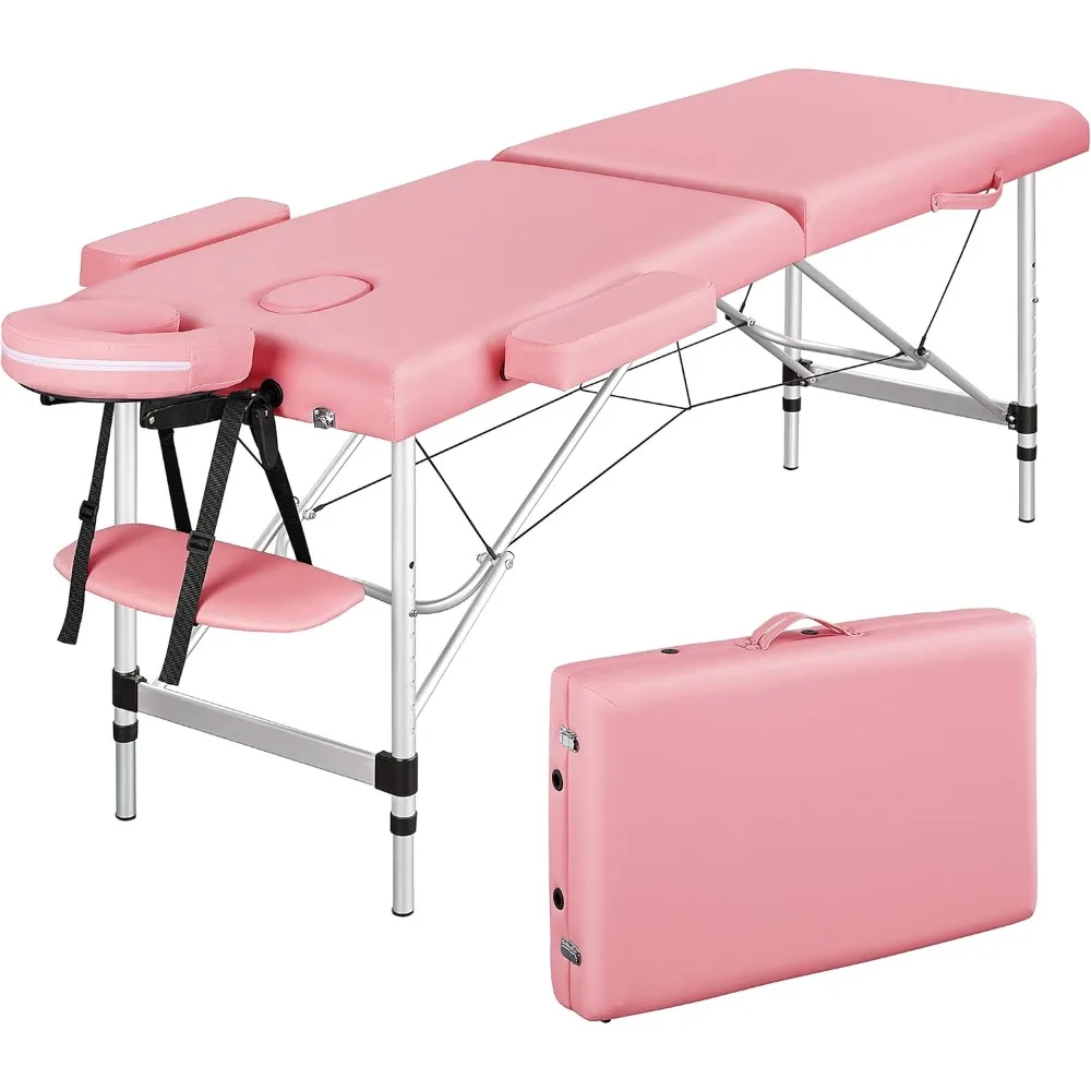 

Yaheetech Massage Tables Portable Spa Bed Aluminum Facial Tattoo Bed Lash Bed for Eyelash Extensions Pink