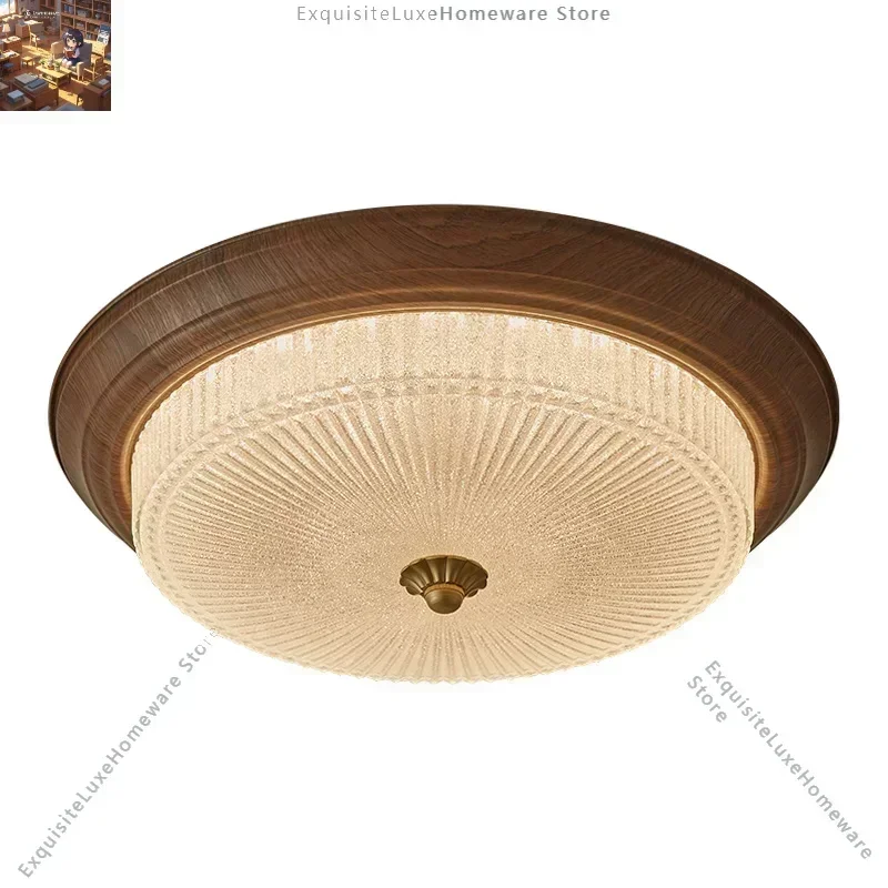 Walnut Color Etched Glass Lampshade, French Retro Art Vintage, Ceiling Light for Dining Room, Bedroom bedside, Kitchen, Study