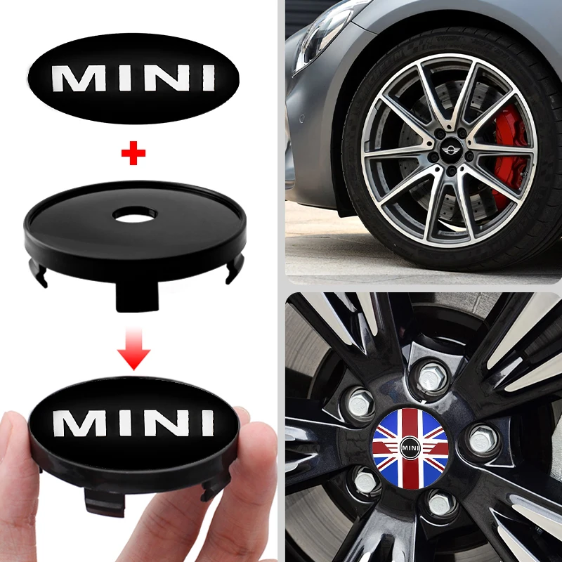 4Pcs 60mm For Mini Cooper One S JCW R56 R53 R57 R59 R60 F55 F56 Emblem Car Wheel Center Hub Cap Car Rim Cover Auto Accessories