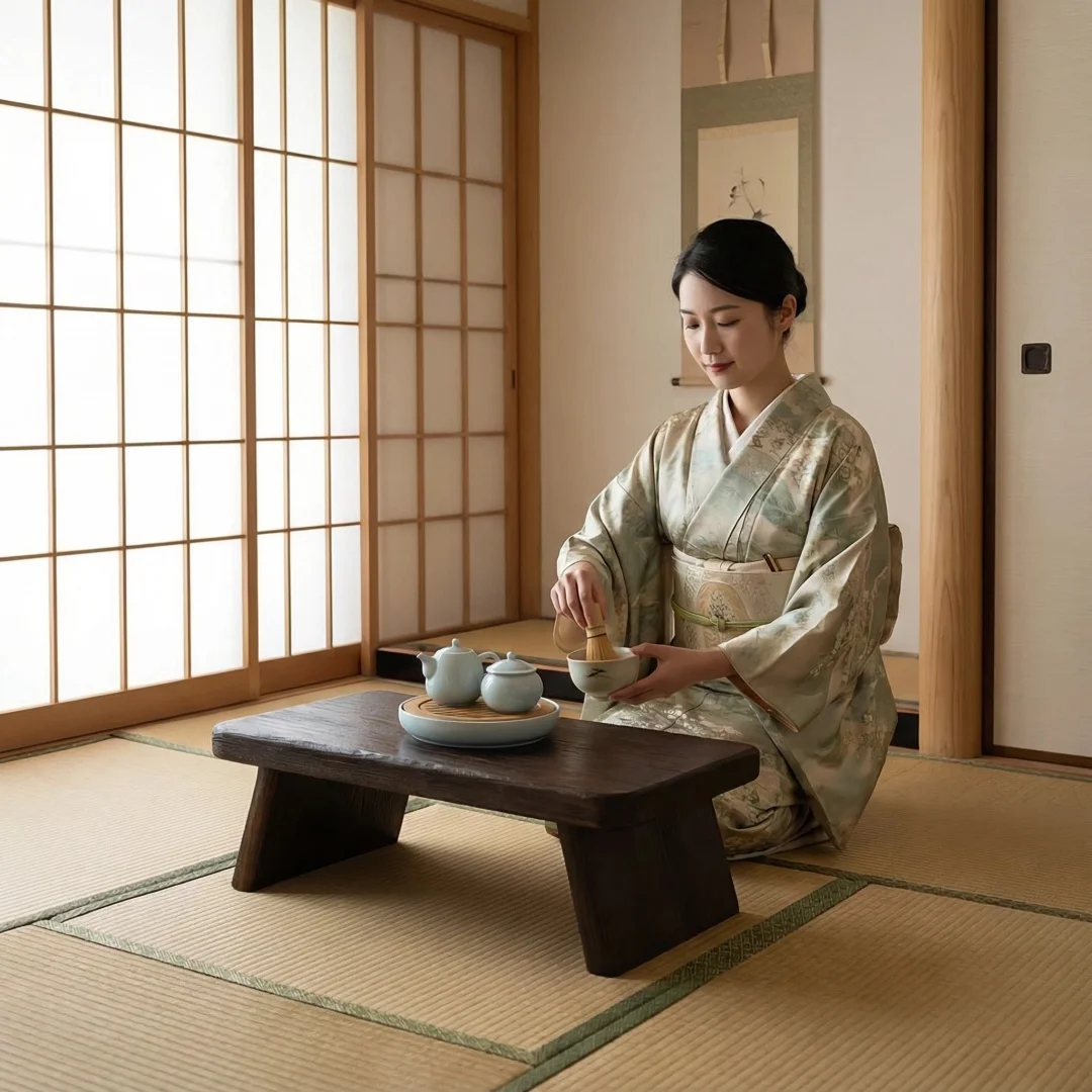 Asian Antique Furniture Japanese Floor Tea Table Rectangle Living Room Wooden Center Laptop Coffee Tatami Low End Table Wood