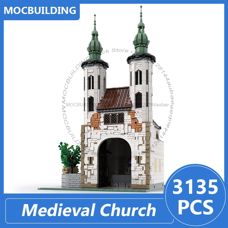 

Маленькая средневековая церковная модель Moc, строительные блоки, сделай сам, сборка кирпичей, коллекция, архитектурный дисплей, креативные игрушки, подарки, 3135 шт.