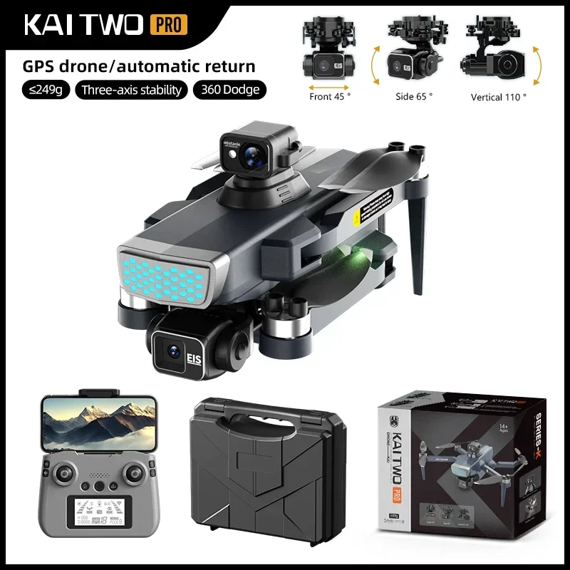 2024 New KAI TWO Pro Drone GPS Three-Axis Gimbal EIS Brushless 360° Laser Obstacle Avoidance 4K HD Aerial Photography Dron 1200M