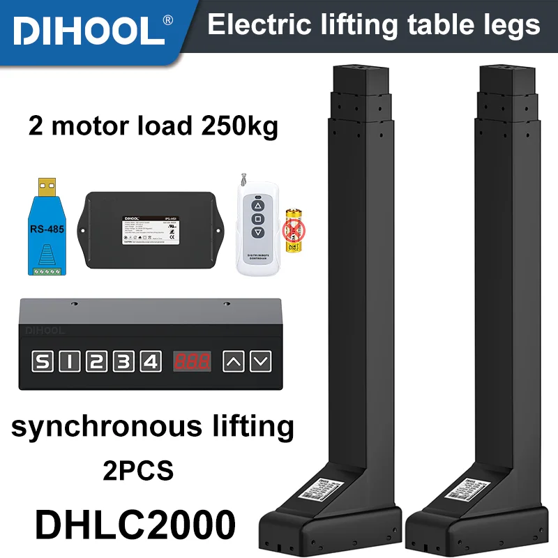2 silniki podnoszą kolumnę elektryczną noga stołu 250kg obciążenie 25 MM/S 500MM 650MM skok siłownika regulowana wysokość sterowania halą