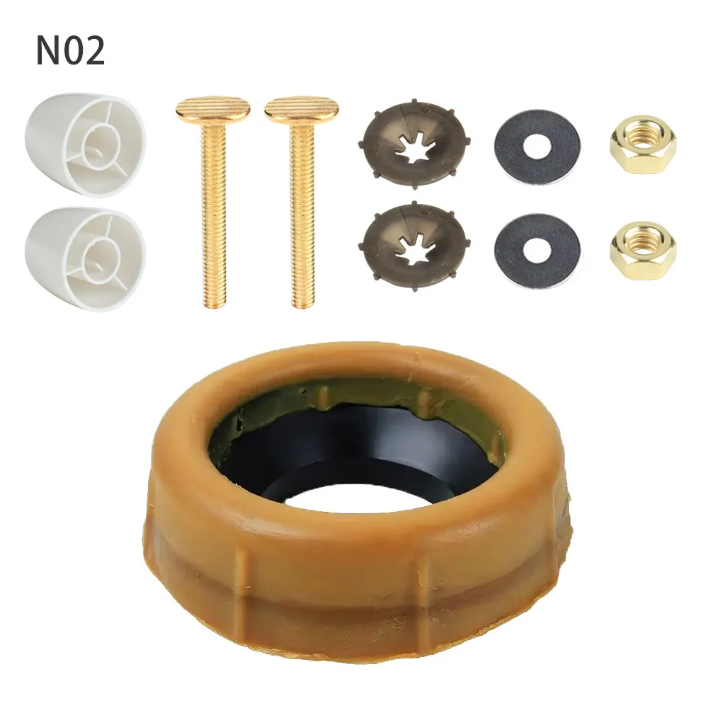 4cm Thick Wax Flange Seal Ring for Toilet ABS Mounting Kit with Screw Covers Compatible with Standard Floor Outlet Types