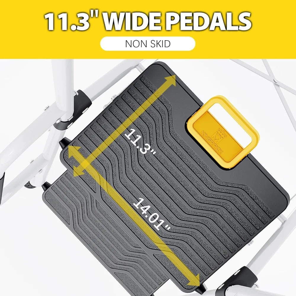 Scaletta pieghevole a 5 gradini, sgabello con capacità di 800 libbre con chiusura di sicurezza, vassoio portautensili, gradini larghi antiscivolo, corrimano, casa