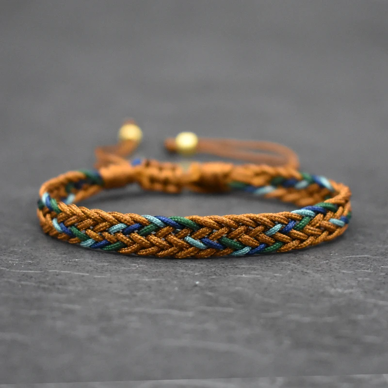 Colorful Bohemia Waved String Braided Friendship Bracelets Ethnic Multicolor Weave Textured Adjustable Bracelet Gift for Couple