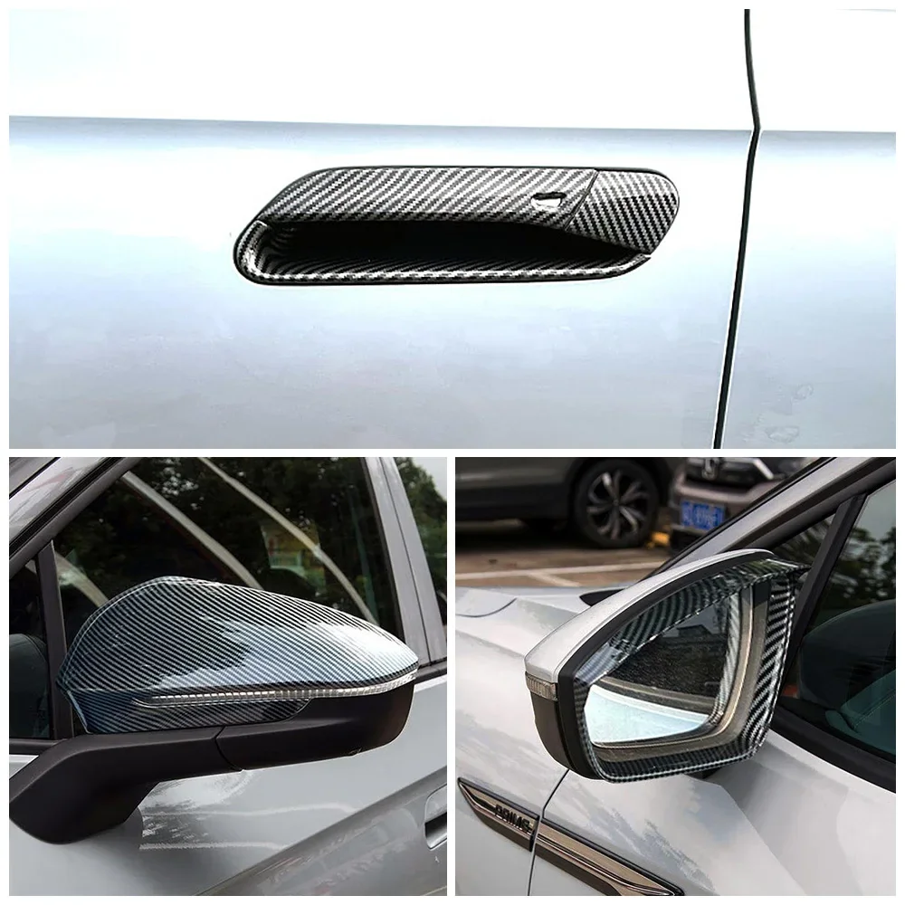 

For Volkswagen VW ID.4 ID4 ID.6 ID6 2021 2022 2023 Car Exterior Part Carbon Fiber Refit Door Handle Mirror Sticker Anti Scratch