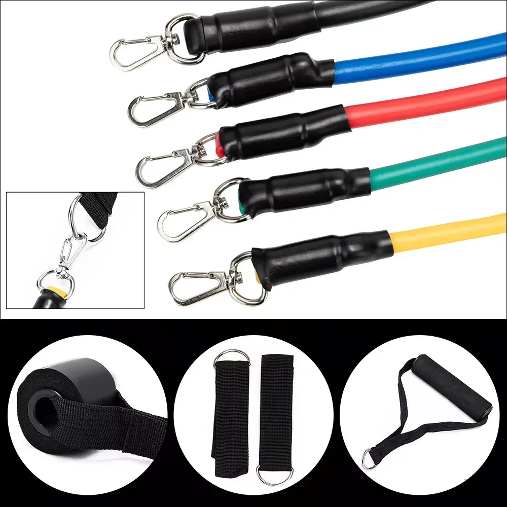 11PC Tube Resistance Band Agility Training Gym Equipment for Home Accesorios Para Yoga Pilates Boxing Fitness Band for Woman Man