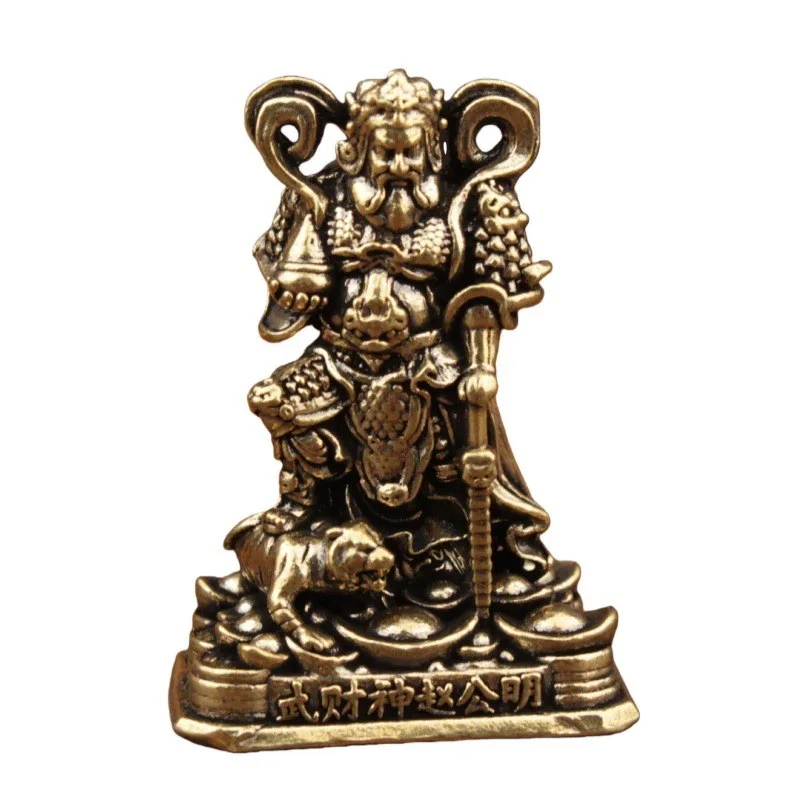 New Brass Zhao Gongming Caishen Statue Desk Tea Pet Home Decor