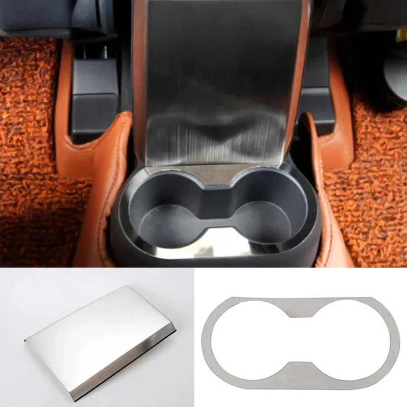 Stainless Steel Interior 2PCS Rear Water Cup Holder+Armrest Box Trim For Jeep Compass  Patriot 2011 2012 2013 2014 2015 2016