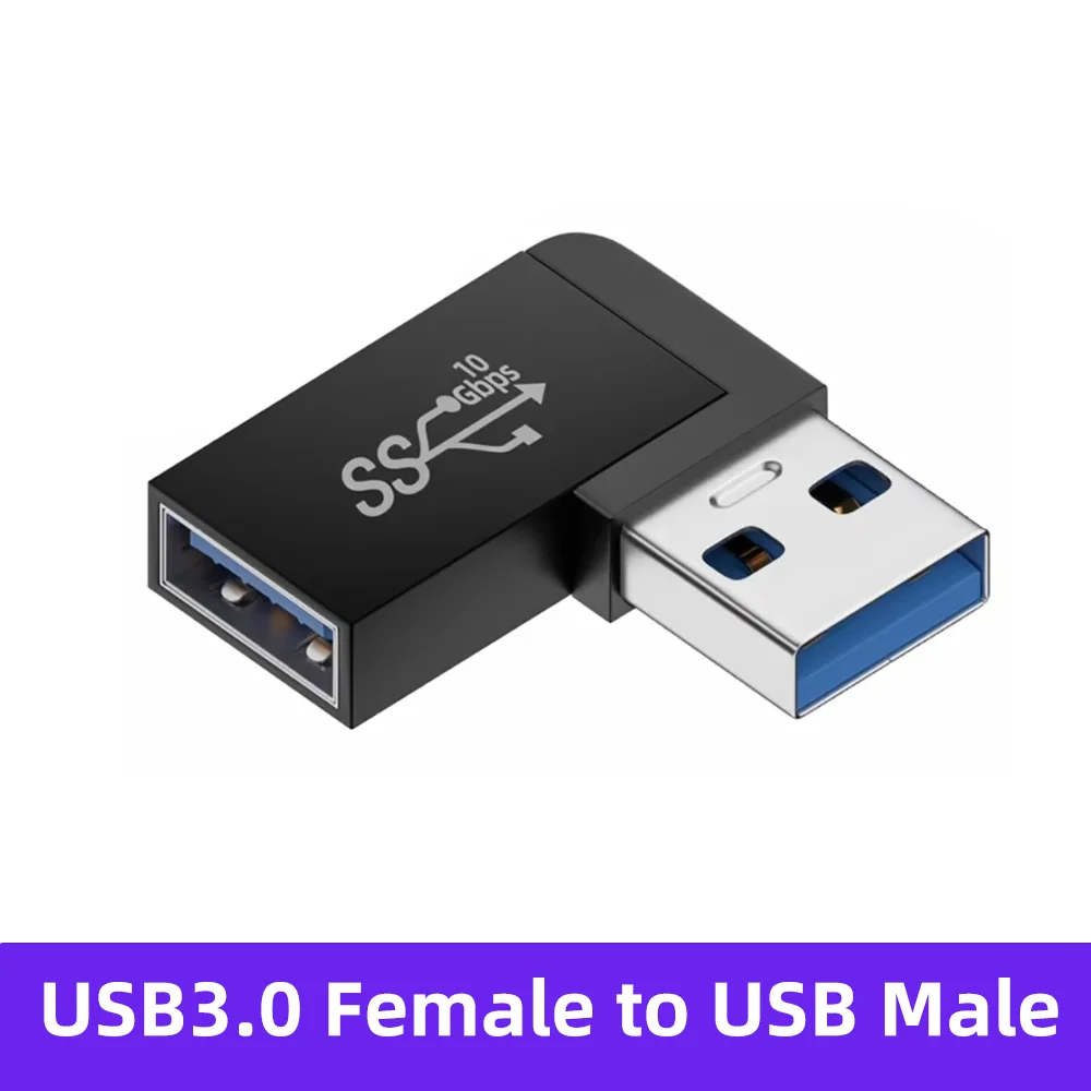 NNBILI USB3.0 Stecker auf Buchse rechtwinkliger Verlängerungsadapter USB-Upward-Winkel 90-Grad-Adapter 10 Gbit/s für Laptop-PC-Anschluss