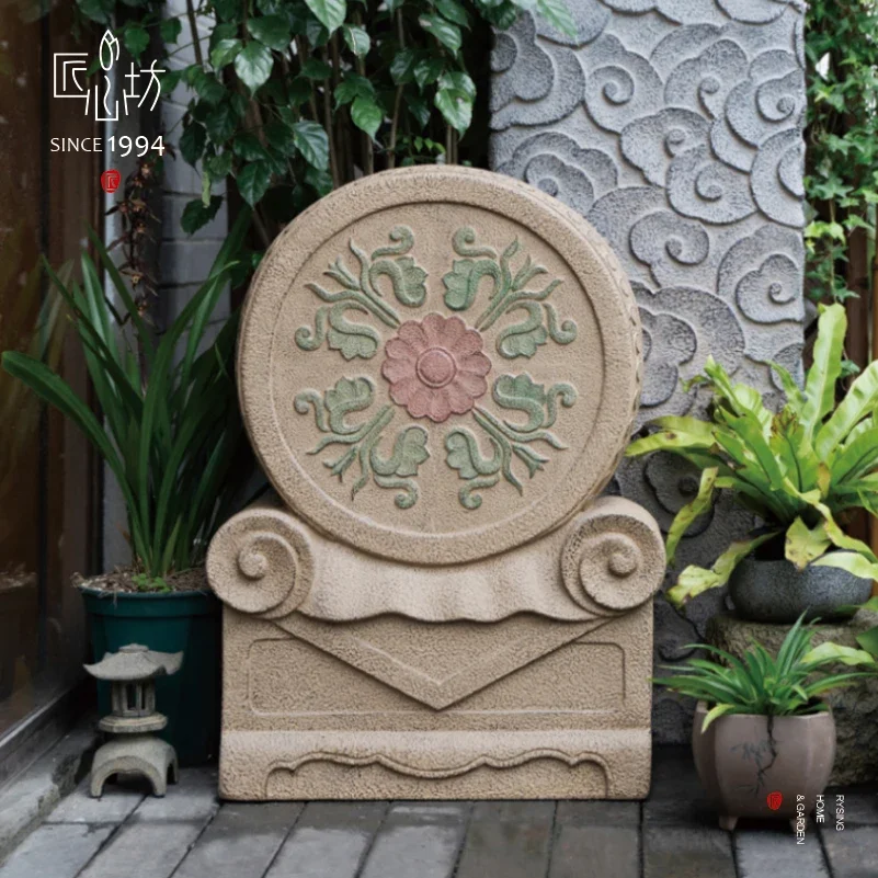 Pqf Garden Decoration Artificial Stone Gate Pier Drum-Shaped Bearing Stone Courtyard Decorative Landscaping