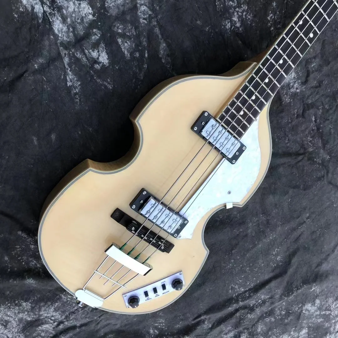 John Entwistle style natural wood club bass Semi Hollow Body bass electric Guitarra 4 strings bass hofner bass