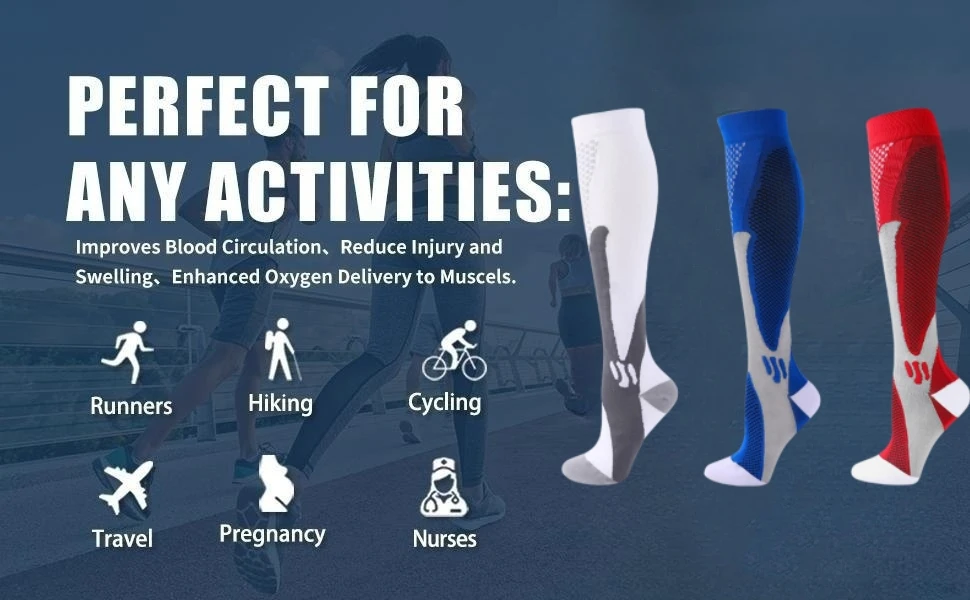 S-XXL 3 Paar Packung/Socken Kompressionssocken 30 mmhg Passend für medizinische Ödeme Diabetes Krampfadern Laufen Sportsocken Größe XXL – Detail 1