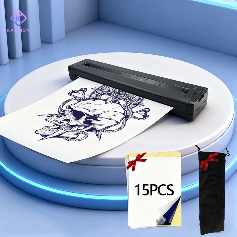 KAYSION Tattoo Stencil Printer Thermal Wireless Tattoo Transfer Kit Machine with Transfer Paper Compatible with Smartphone & PC