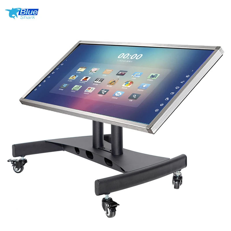 35 Degree Adjustable Viewing Angle Mobile TV Mount Stand/Low Height Monitor Cart with Wheels for 32-75 Inch Flat Curved Screen