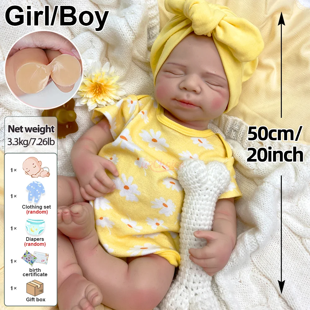 Boneca de Silicone Reborn de Corpo Inteiro de 50Cm Pintada/Não Pintada Brinquedos de Menino/Menina Falsos para Crianças Pais Artistas