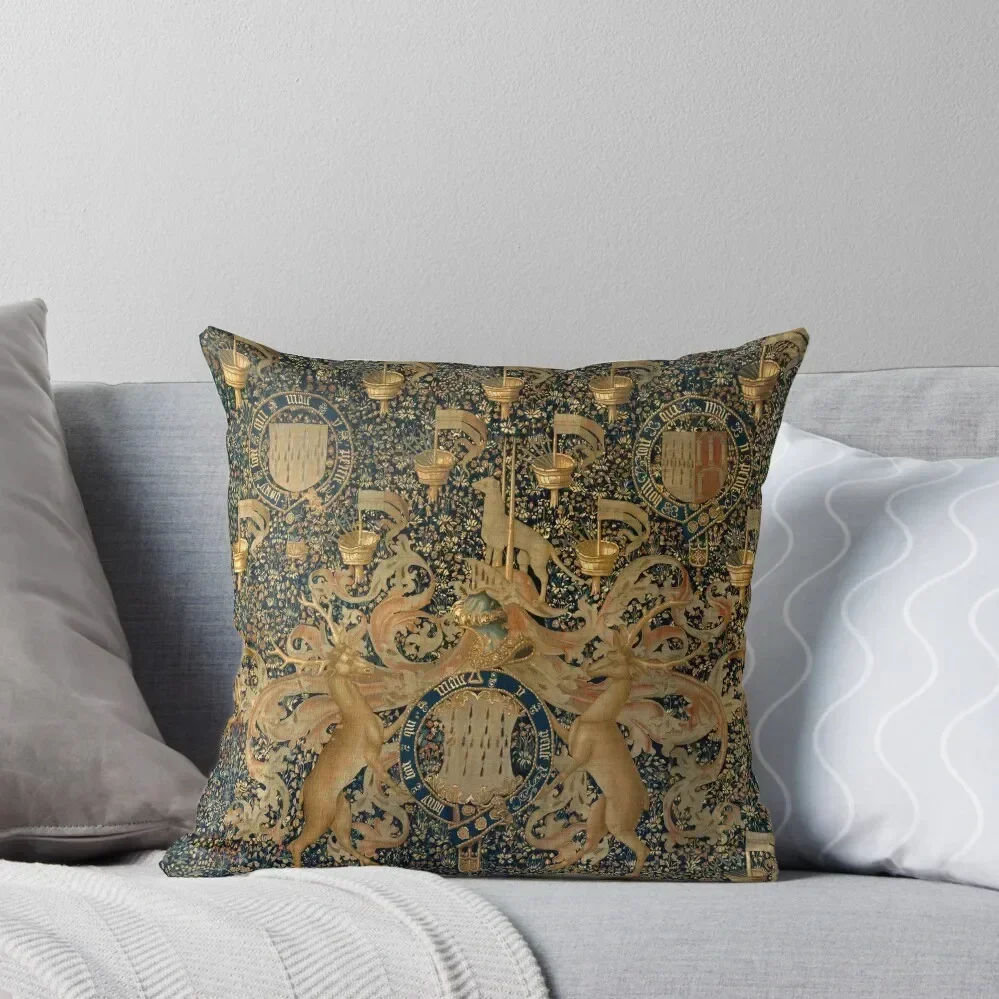 

Vintage Golden Deer and Royal Crest Design (1501) Throw Pillow Decorative Sofa Cushions Pillow Case pillow