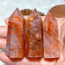High Quality Healing Natural Crystals Fire Quartz Tower Point Mineral Energy Home Decorations Polished Gift