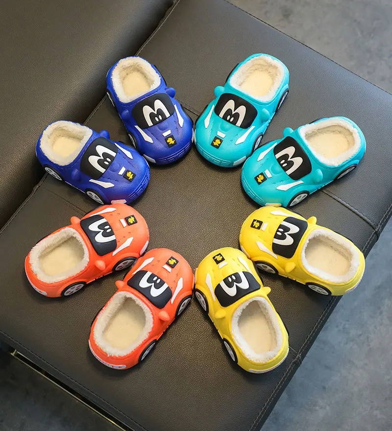 

Детские плюшевые тапочки Disney 2025, водонепроницаемая противоскользящая домашняя обувь на каблуке, зимняя теплая флисовая подкладка