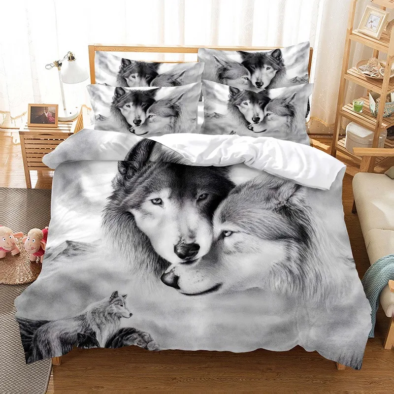 

Love Wolf Bedding Set Duvet Cover Set 3d Bedding Digital Printing Bed Linen Queen Size Bedding Set Fashion Design