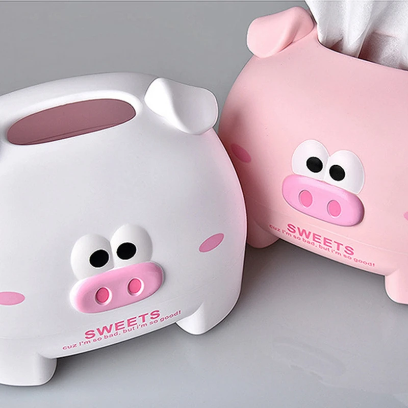 Hot 2Pcs Tissue Boxes Household Living Room Dining Room Creative Pig Storage Box Simple Storage Tissue Box