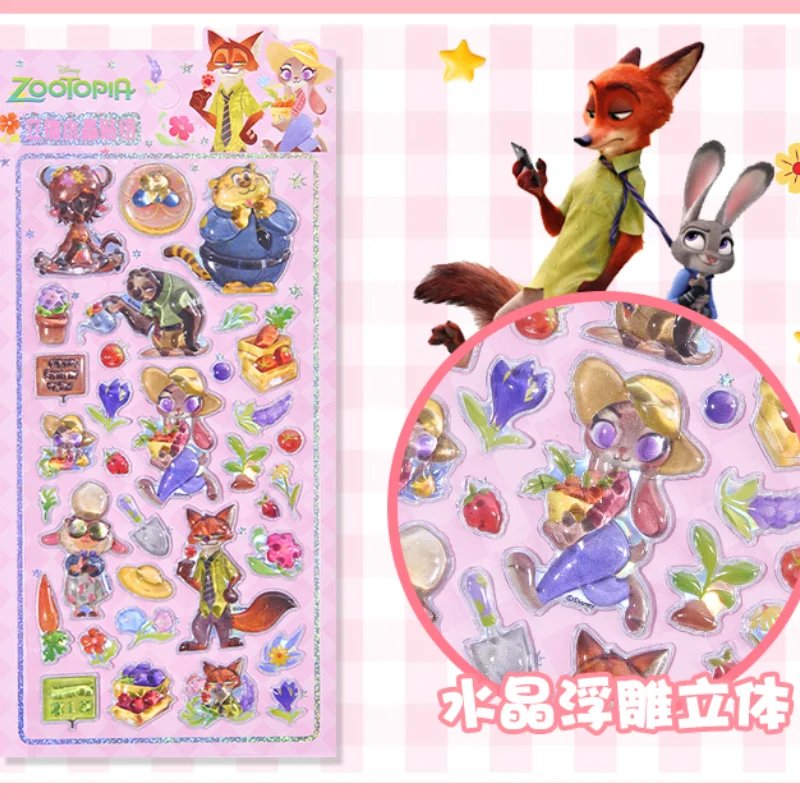 Naklejki Disney 2025 Nowy Model Śliczniak Nick Judy Chłopak Dziewczyna 3D Relief Kryształ Kreskówka Komputer Kreatywność DIY Zabawne Naklejki Dekoracyjne