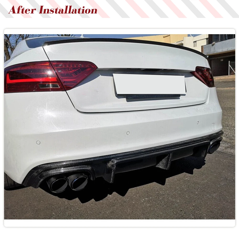 Carbon Fiber Rear Bumper Lip Diffuser Spoiler for Audi S5 Sline Sedan Convertible Coupe 2012 - 2016 Non A5 Standard