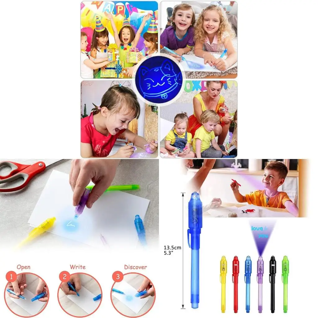 Colorful Invisible Pen Magical Pen with UV Light Xmas Gift Bags Filler