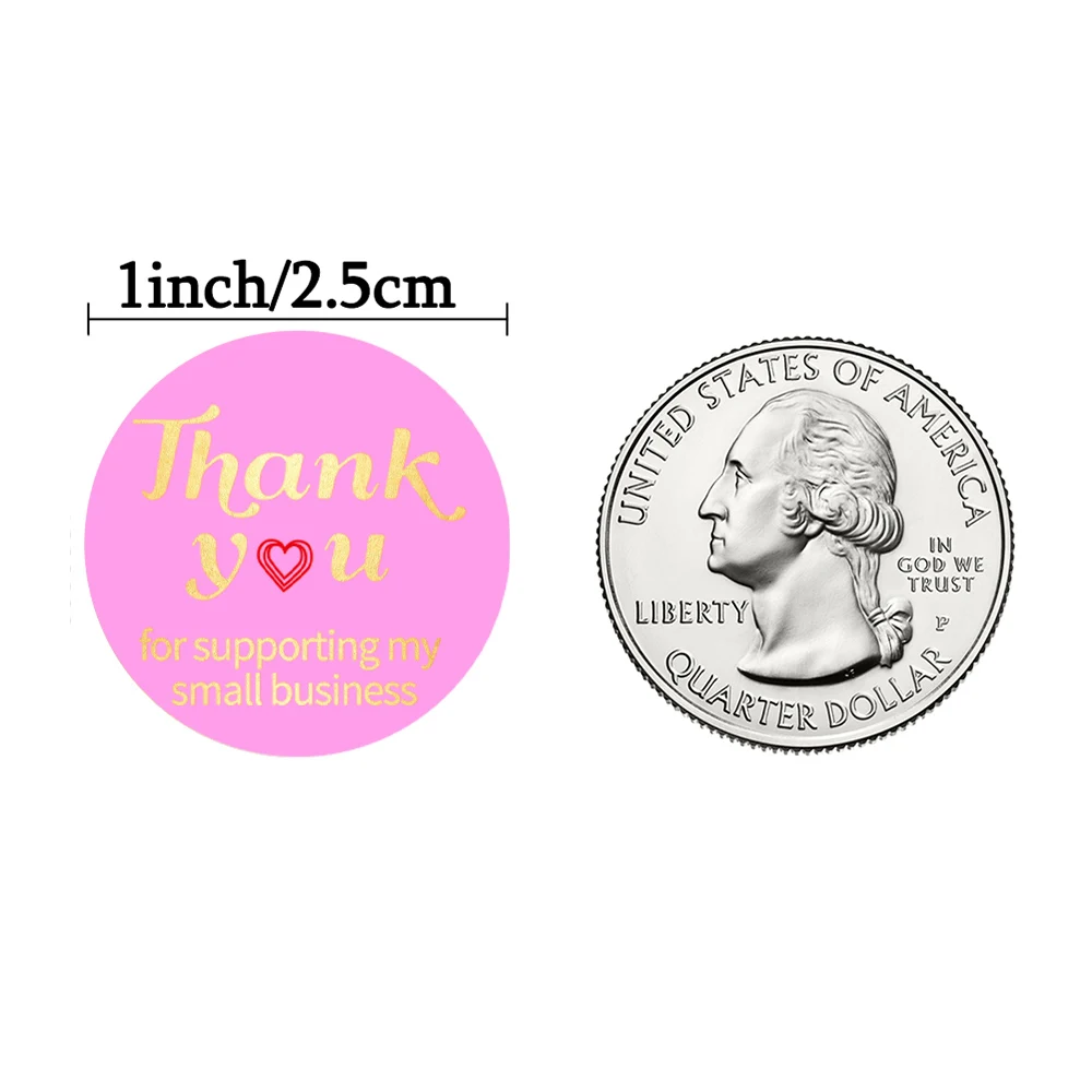 Multiple Unique Pink Gold Thank You for Supporting My Small Business Sticker Seal Label 500pcs 1