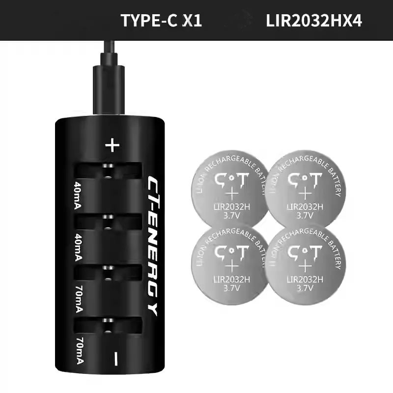 3.6VLIR2025 Button Battery20/40/70mAh With Charger 2032H 3.7VRechargeable Battery Lithium Cell Coin Batteries for Car Keys Watch