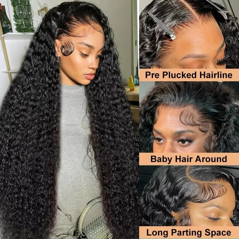 40 بوصة باروكة من شعر طبيعي موجة عميقة 13x6 Hd مجعد الدانتيل غلويليس 100% شعر الإنسان أمامي 5x5 الدانتيل الباروكات 360 شعر مستعار أسود طبيعي مجعد #2