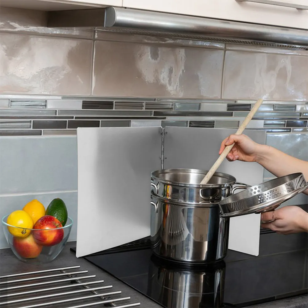 Stainless Steel 2-Side Oil Splatter Guard Foldable Heat Insulation Board Protective Splash…