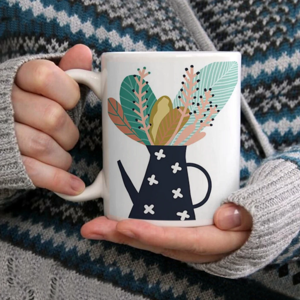 

Botanical coffee potCoffee Mug Tea Cup 11oz Coffee Cup Funny Birthday Ceramic Mug Personalized Cup