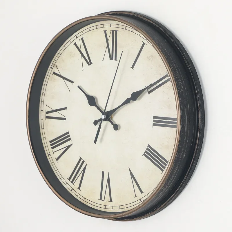12 Inch Roman Numeral Wall Clock Art Retro Brushed Gold Clock for European and American Decor Creative Personality Design