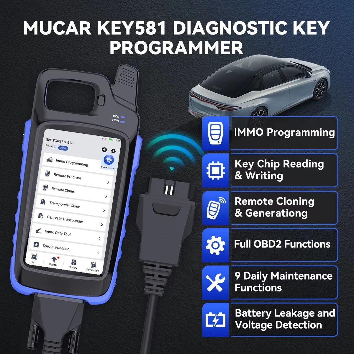 MUCAR SMARTKEY Replacement Smart Key 315MHz 433MHz Programmable Remote Control Key for Most Car Brands Works with MUCAR KEY581