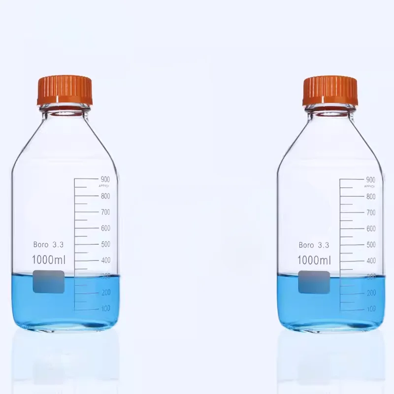 Glass brown transparent blue cap silk mouth reagent bottle high borosilicate blue cap bottle 100/250/500/1000ml/2000ml/5000ml