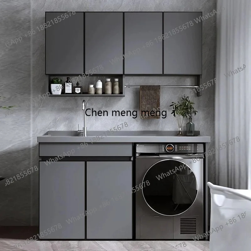 

Laundry Sink Basin Laundry Cabinet Customized Space Aluminum Balcony Living Room Cabinet Integrated Machine Furniture