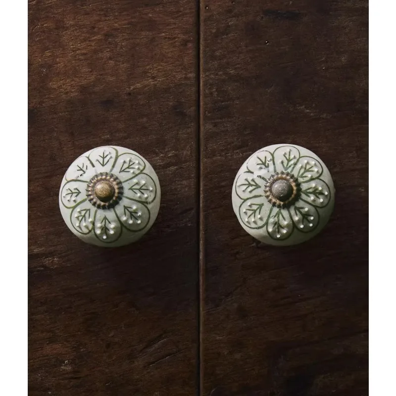 European retro flower shaped ceramic cabinet door drawer small handle 2-piece set
