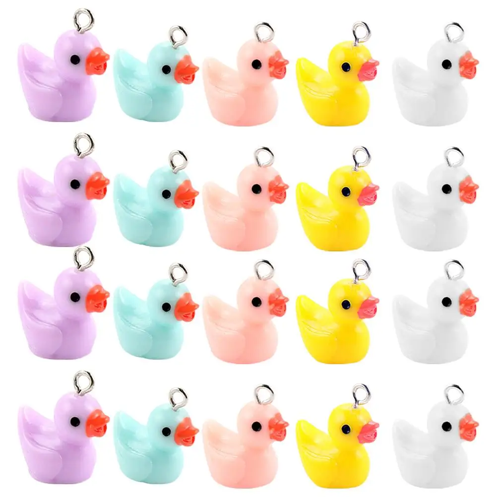 

30 Pcs Resin Duck Charms Jewelry Making Accessories Mini Pendants Earring Findings Crafting Supplies Mixed Colors
