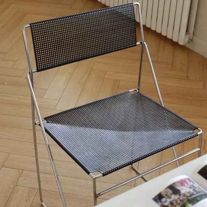 New Stainless Steel Dining Chairs Backrest Can Flipped Strong Load-bearing Dining Chairs Simple Modern Casual Din