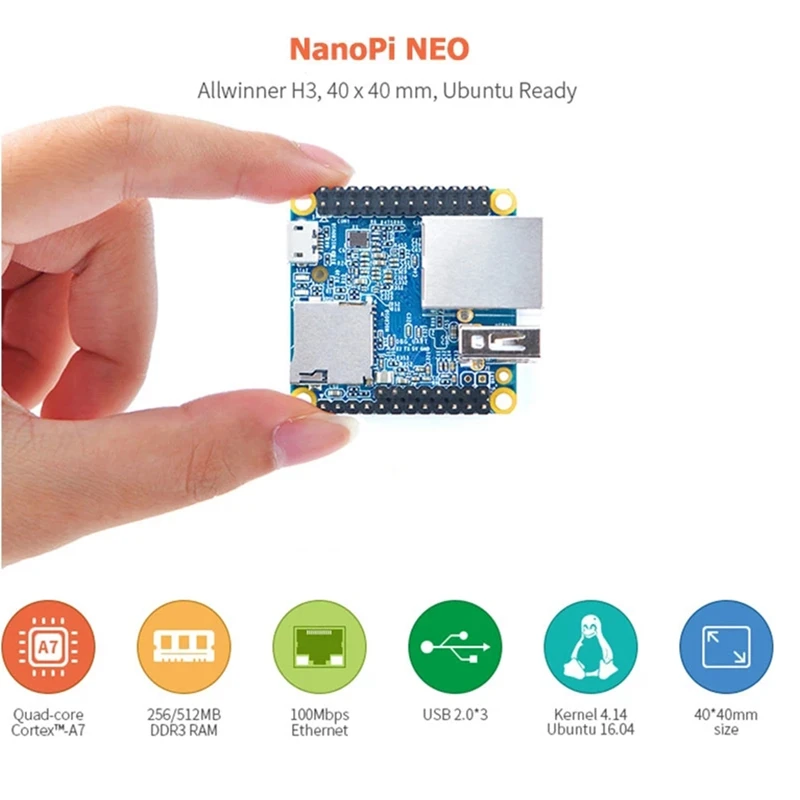 For Nanopi NEO Development Board+Heat Sink+Metal Case Kit Allwinner H3 Quad Core RAM Openwrt/LEDE Complete Machine