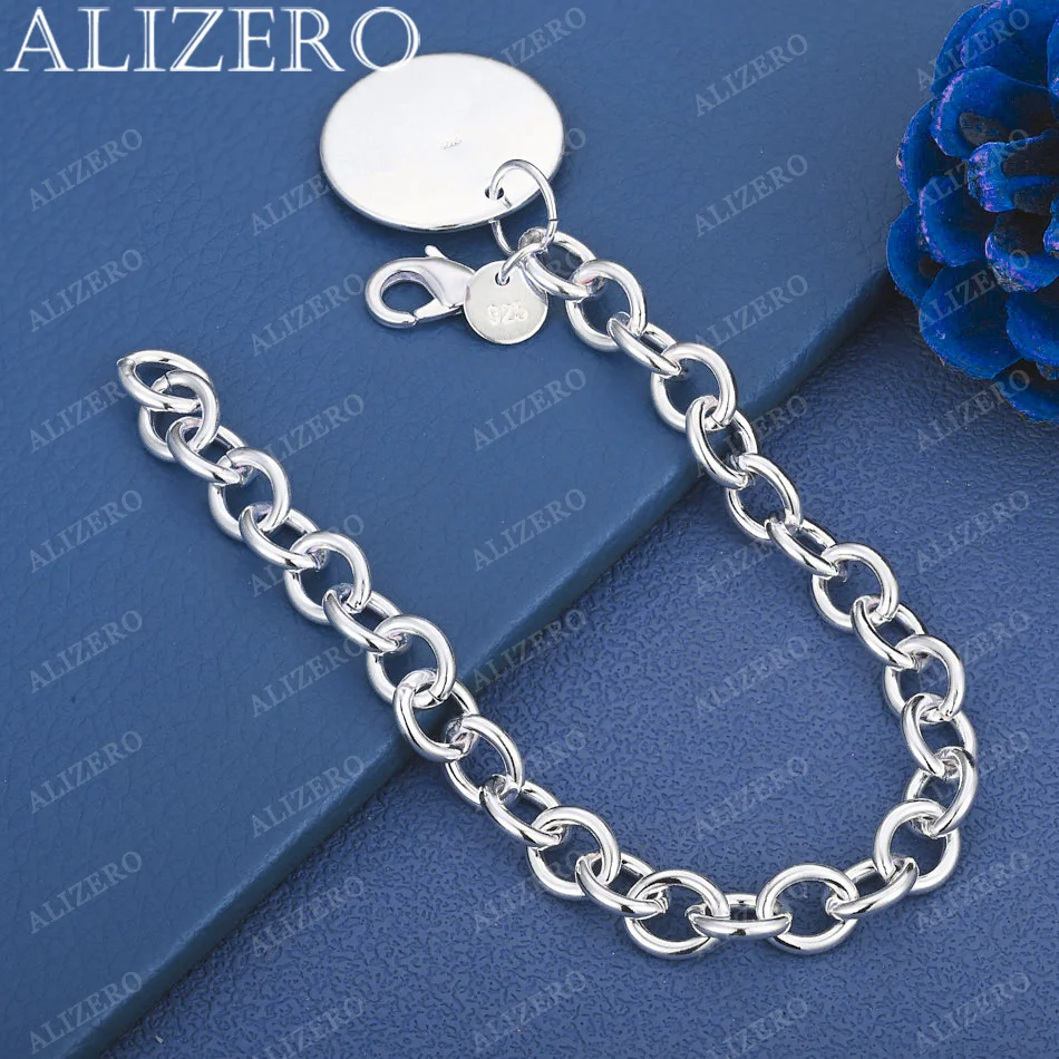 

ALIZERO 925 Sterling Silver Bracelet Round Chamrs Bracelets For Women Men Fashion Wedding Party Fine Jewelry Gift