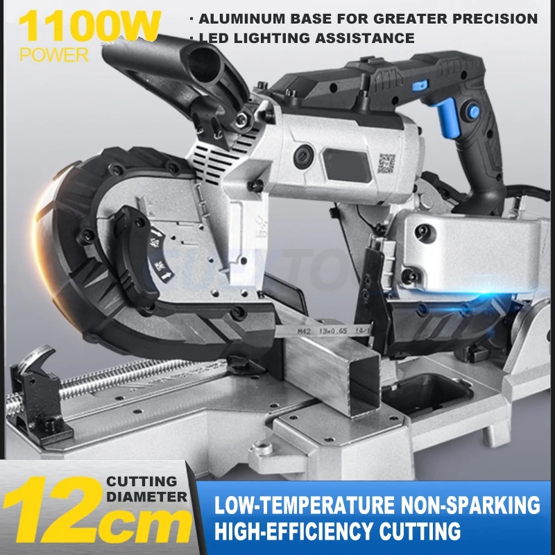 

Band Saw Machine Chainsaw Small Household 45° Woodworking Stainless Steel Saw Machine Wood Saw Desktop Metal Cutting Machine