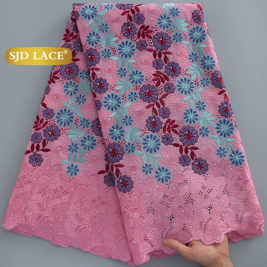 

SJD LACE African Cotton Lace Fabric Nigerian Swiss Voile Lace 2026 High Quality Cotton Lace for Women WeddingParty Dress Sew4831